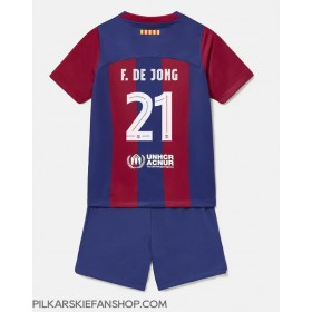 Koszulka piłkarska Barcelona Frenkie de Jong #21 Strój Domowy dla dzieci 2023-24 tanio Krótki Rękaw (+ Krótkie spodenki)